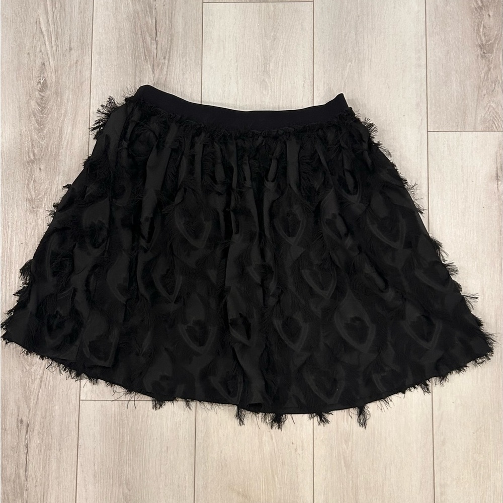 H&M Black Textured Fringe Skirt (Size US 10/M)